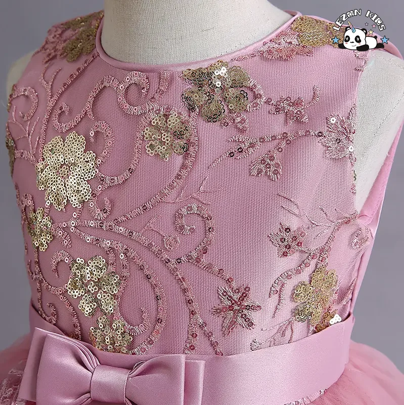 2023 New Girls' Party Dress Embroidered Beaded Sequins Flowers Trailing Poncho Skirt Spot Wholesale - Product Image