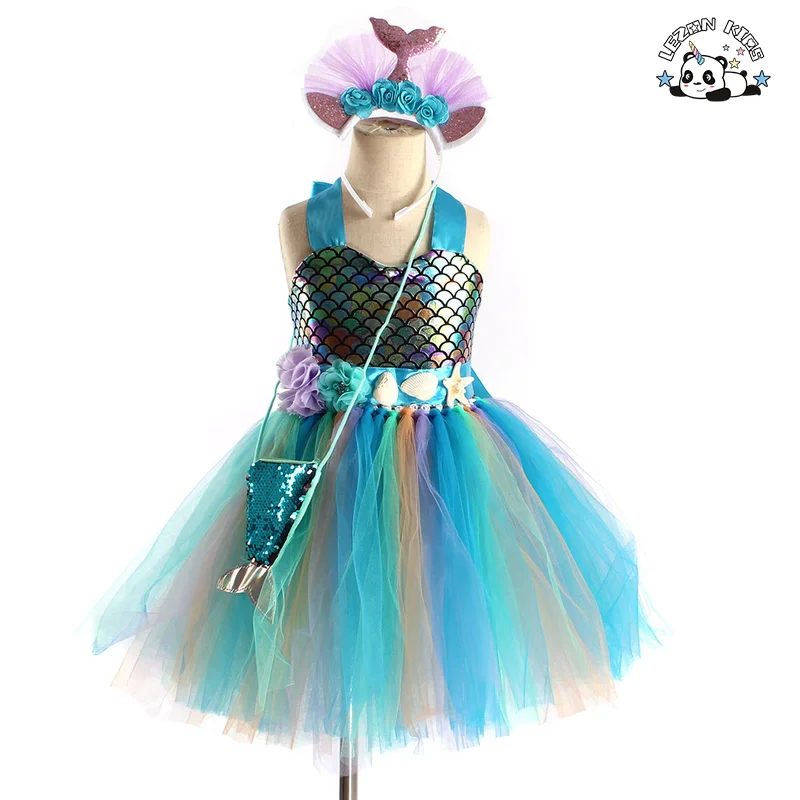 Vestido de sereia personalizado de moda 2023 para meninas, lantejoulas sem mangas, estrelas em flocos, vestidos de festa - Product Image