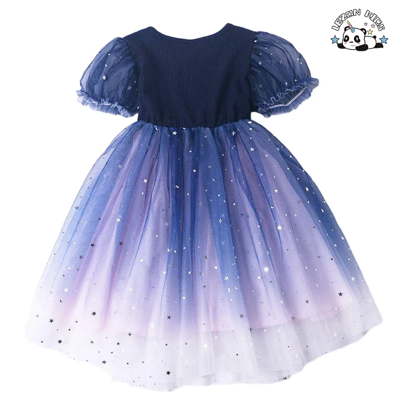 2024 Vestido Personalizado de Manga Curta para Meninas com Lantejoulas e Tule para Crianças de 2 a 12 Anos - Product Image