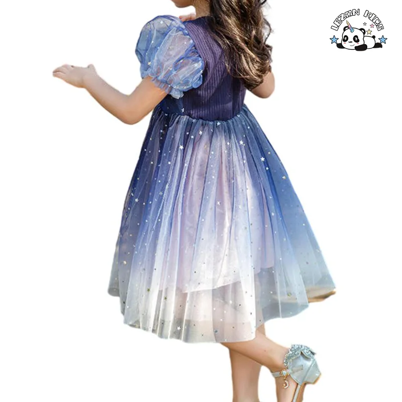 2024 Vestido Personalizado de Manga Curta para Meninas com Lantejoulas e Tule para Crianças de 2 a 12 Anos - Product Image