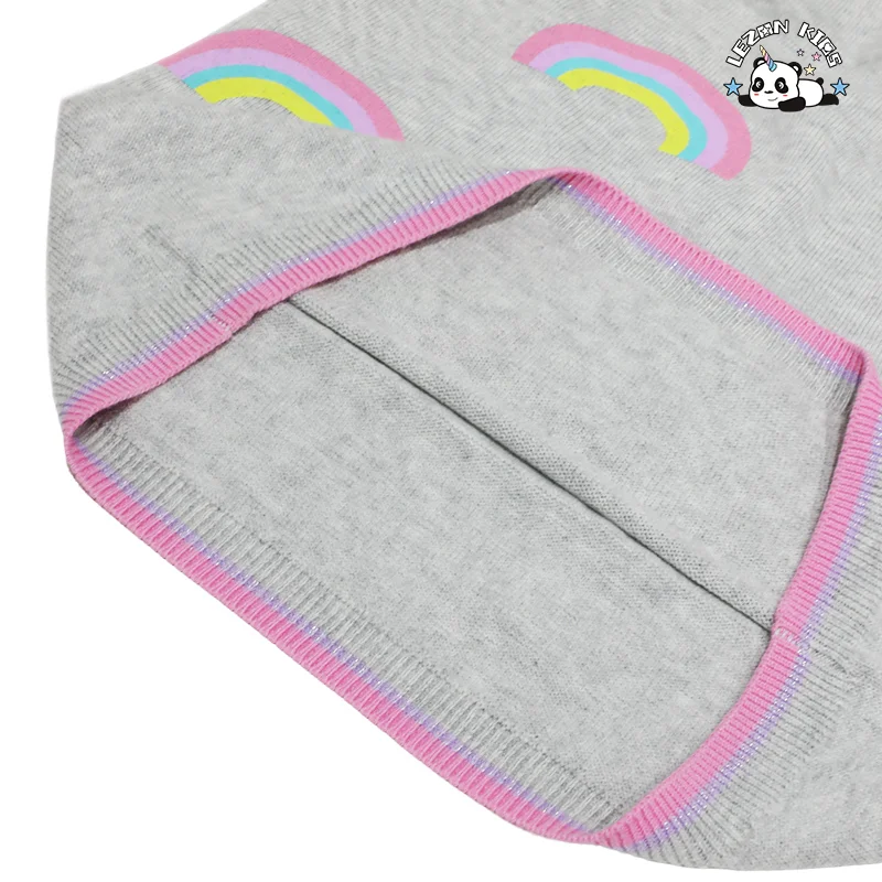 2024 High Fashion Custom Long Sleeve Kids Dress Rainbow Printed Girls Dress for 2-14 Children Clothing - Product Image