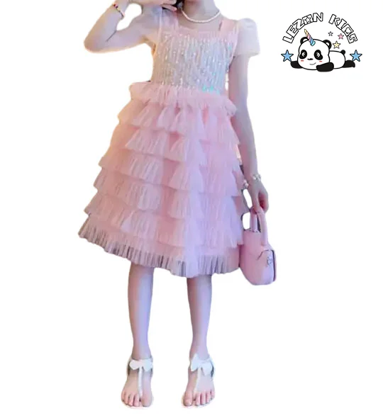 2024 High Quality Luxury Tutu Girl Dress Little Princess Cake Girl Dress Fancy Sequined Girl Dress - Product Image