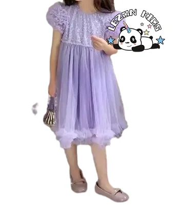 2024 High Quality summer short sleeve girls dress sweet sequined girl dress flower tutu girl dress - Product Image