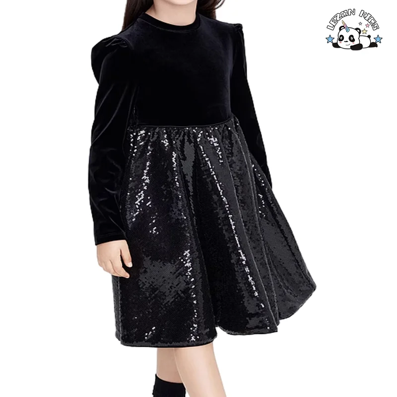 2024 Hot Selling Spring Long Sleeve Elegant Kids Satin Party Dress Design Girls Princess Dress - Product Image