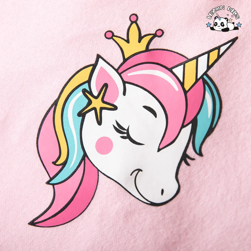 2024 Most Popular Customize Kid Clothing Lovely unicorn Rubber Print Sweatshirt Girls Dress - Product Image