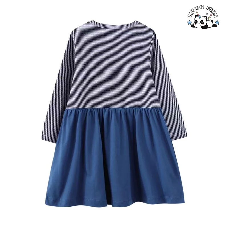 2024 New Arrival Sequin Patches Unicorn Soft Short Sleeves Girls Cotton Dresses for Kids - Product Image