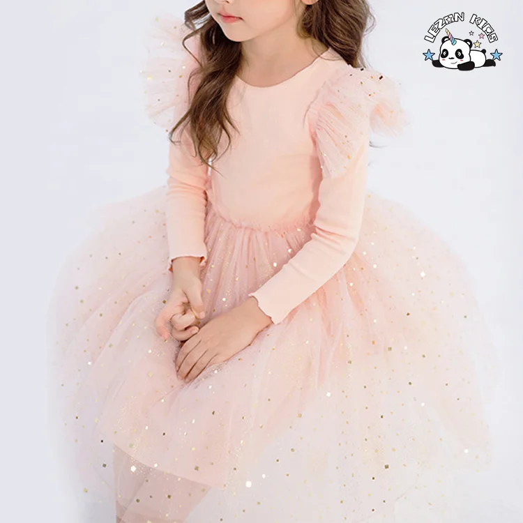 Chegada de 2024 Primavera Outono Crianças Luxo Frocks Princesa Tulle Vestido para Meninas de 3-8T