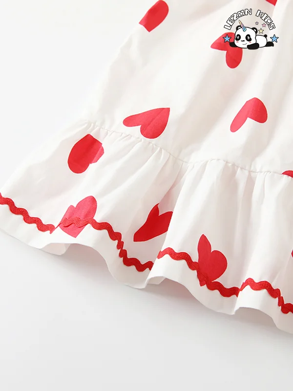 2024 New Clothes Stylish Cotton Vests Children Dresses Fashionable love Girl Princess Dress - Product Image