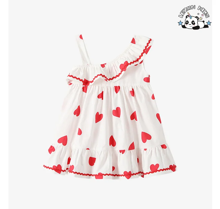 2024 New Clothes Stylish Cotton Vests Children Dresses Fashionable love Girl Princess Dress - Product Image