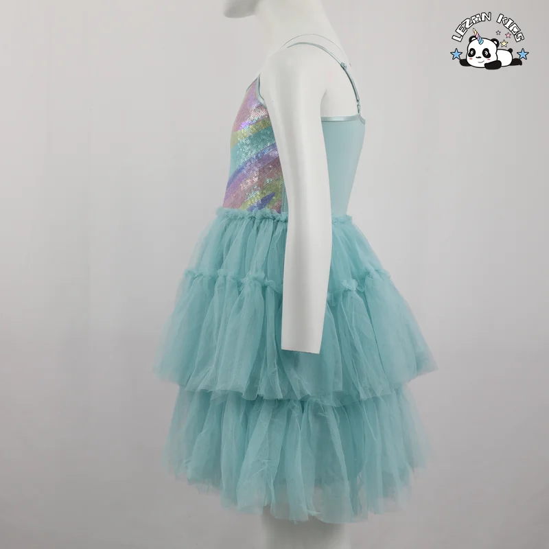 2024 New Fashion Summer Sequin Patches Camisole Dress Cake Daily Dress for 2 to 14 Years Kids Clothing - Product Image