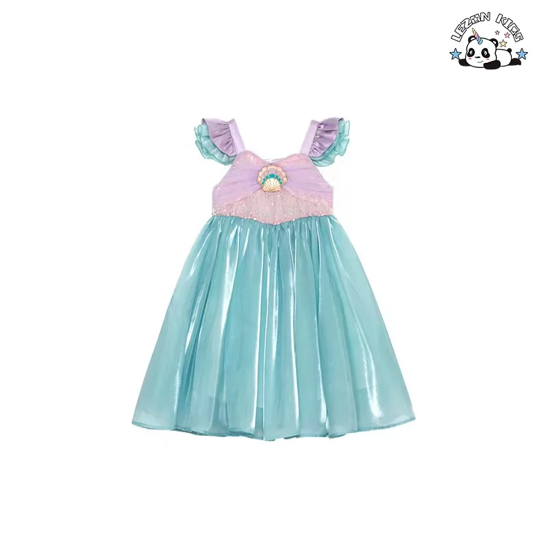 2024 New Fashion Summer Toddler Kid Girl Rainbow Color Dress Tulle Layered Ruffle Mermaid Dress