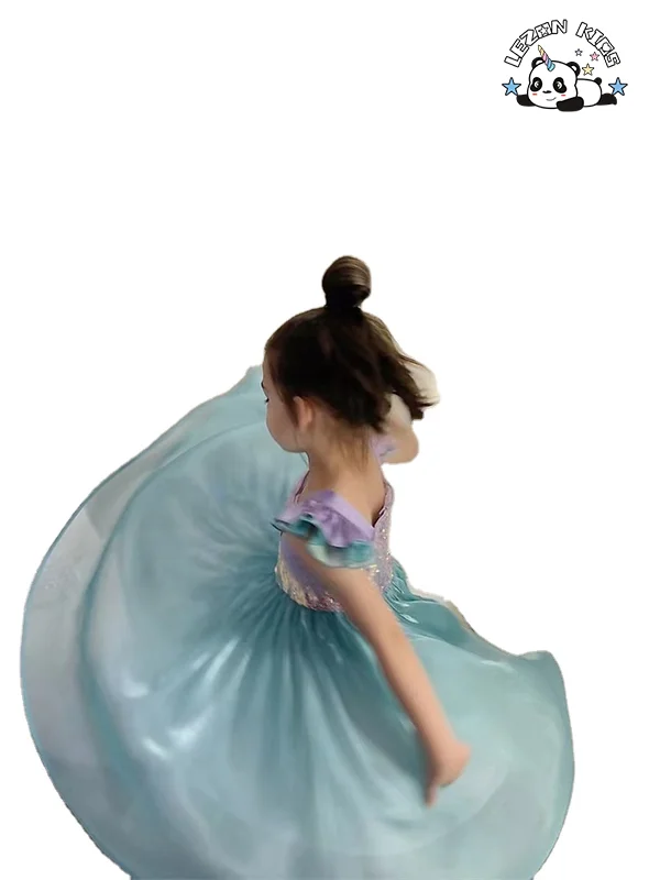 2024 New Fashion Summer Toddler Kid Girl Rainbow Color Dress Tulle Layered Ruffle Mermaid Dress - Product Image
