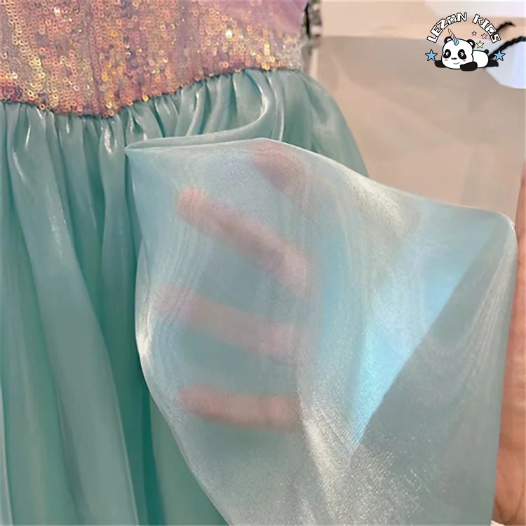 2024 New Fashion Summer Toddler Kid Girl Rainbow Color Dress Tulle Layered Ruffle Mermaid Dress - Product Image