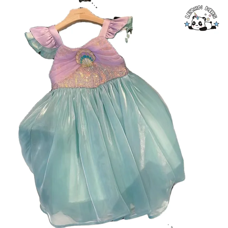 2024 New Fashion Summer Toddler Kid Girl Rainbow Color Dress Tulle Layered Ruffle Mermaid Dress - Product Image