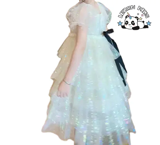 2024 New Fashion summer dress for girls kids girls princess long luxury wedding fairy dress - Product Image