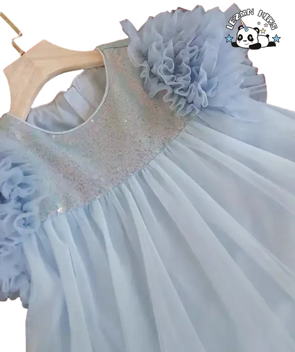 2024 New Fashion summer kids tulle lace princess dress children wedding performance wedding dress - Product Image