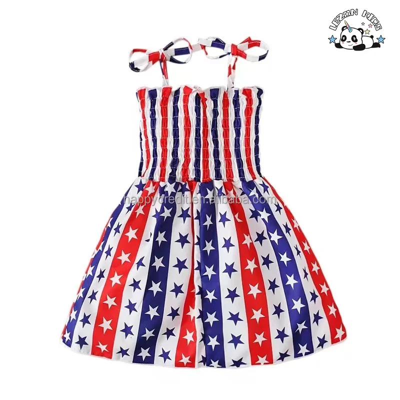 2024 Summer High Quality Independence Day Girls Dresses 2-12 Children Clothing Kids Dresses for Girls - Product Image