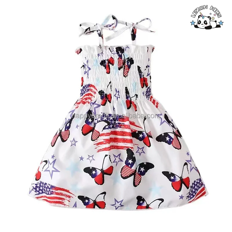 2024 Summer High Quality Independence Day Girls Dresses 2-12 Children Clothing Kids Dresses for Girls - Product Image