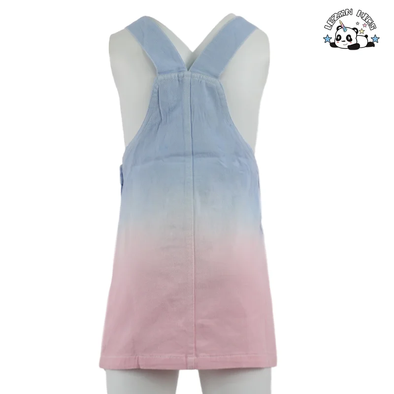 Principais Vendas de 2024 Vestido Infantil de Denim Tie-dye Colorido Rosa Azul Casual para Meninas de 2-14T - Product Image