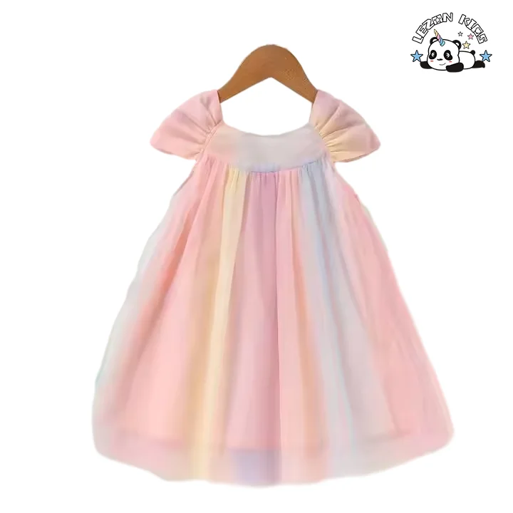 2024 spring and summer sleeveless girls dress Striped Colorful Casual Dresses For Girls Kids - Product Image
