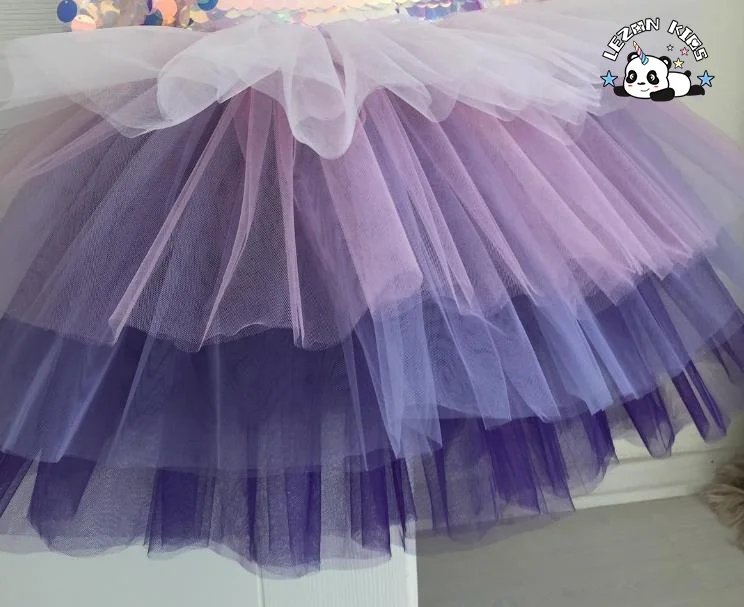 Adorável vestido de tule com lantejoulas em forma de sereia para meninas de 2 a 10 anos - Product Image