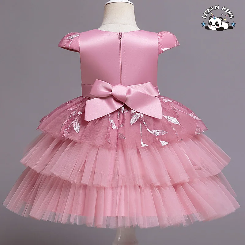 Vestido de Menina Bebê Flor Crianças Vestidos de Igreja Crianças Desenho Ombro Festa Frock Wear vestido de menina - Product Image