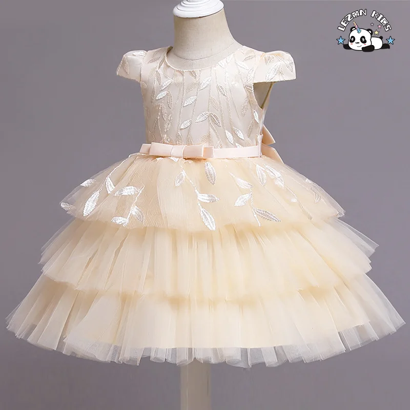 Vestido de Menina Bebê Flor Crianças Vestidos de Igreja Crianças Desenho Ombro Festa Frock Wear vestido de menina - Product Image