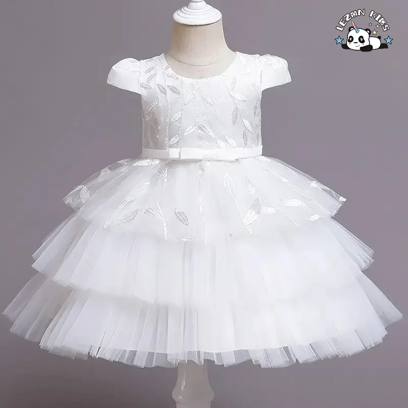Vestido de Menina Bebê Flor Crianças Vestidos de Igreja Crianças Desenho Ombro Festa Frock Wear vestido de menina - Product Image