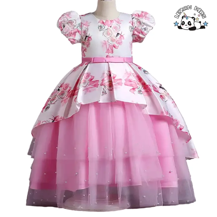 Beautiful Little Queen Flower Girl Children Mesh Tulle Flower Girl Dresses Christmas Clothes Casual Custom Summer Kids
