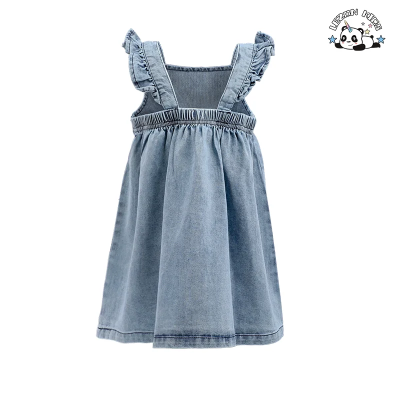 Best New Product 2024 Soft Denim Frock Design Girls Dresses 2-12 Children Clothing - Product Image