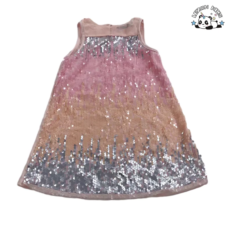 Melhor Novo Produto de 2024 Vestido de Seda sem Mangas para Crianças Últimos Desenhos de Vestidos para Festa