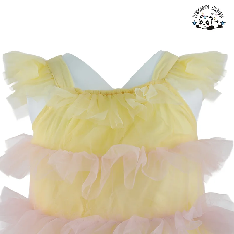 Best New Product of 2024 colorful flying sleeve tutu cake dress latest children dress designs - Product Image