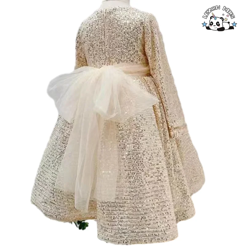 Best Price Spring Long Sleeve Kids Dress Sequined Printing Elegant Dress Girls Party Dress - Product Image