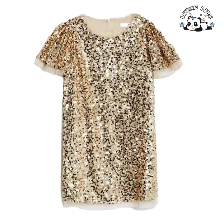 Melhor vestido de lantejoulas rosa para festa de aniversário de meninas, vestido de lantejoulas para crianças - Product Image