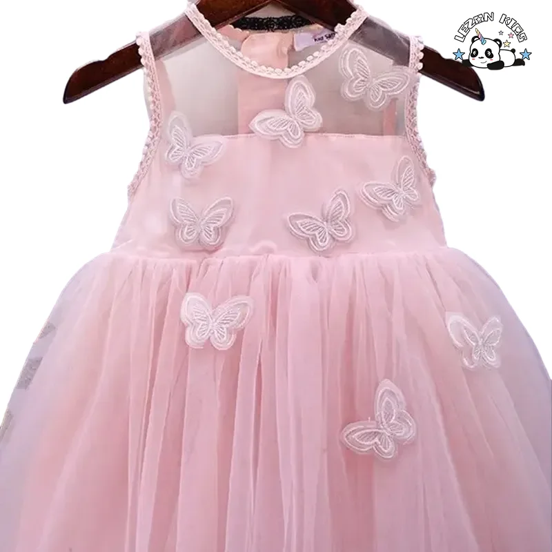 Butterfly Sleeveless Patches Dress Girls Birthday Party Dress Princess TuTu Dress for 2-14 Years - Product Image