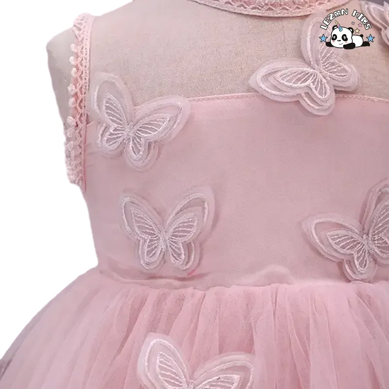 Butterfly Sleeveless Patches Dress Girls Birthday Party Dress Princess TuTu Dress for 2-14 Years - Product Image