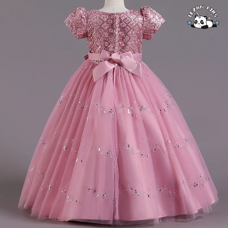 Roupas infantis Vestido de festa chique Desenhos de Frocks Vestidos de tule com flores para meninas - Product Image