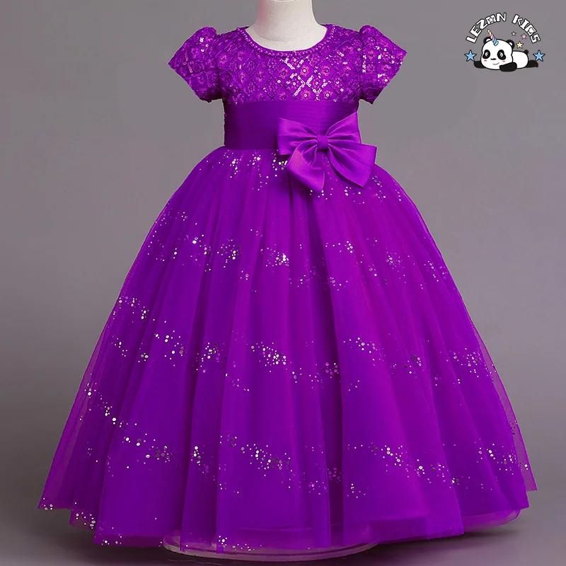 Roupas infantis Vestido de festa chique Desenhos de Frocks Vestidos de tule com flores para meninas - Product Image