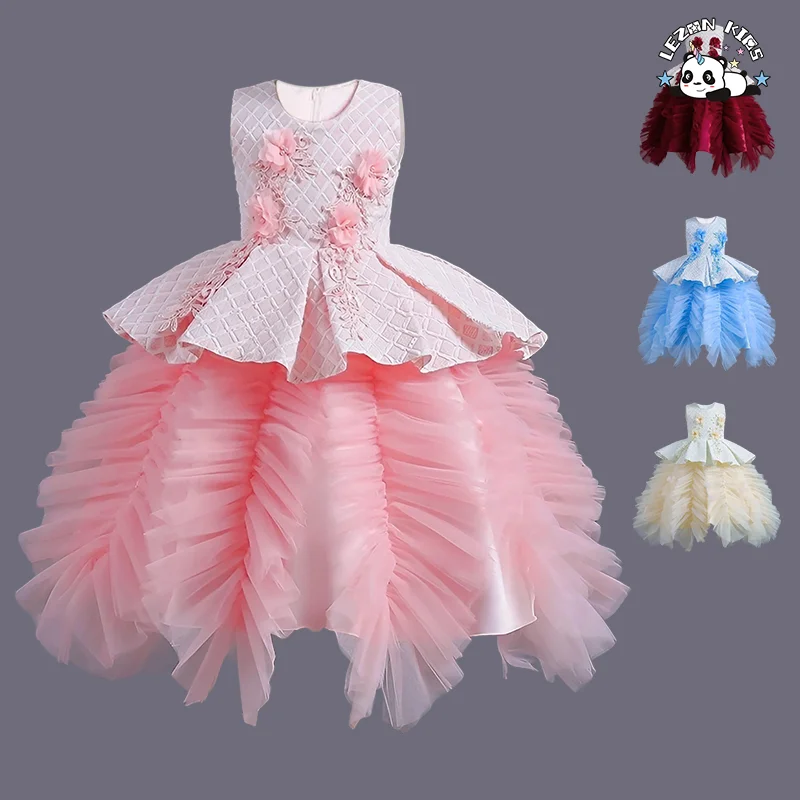 Children's princess dress baby girl host evening dress trendy in summer for flower girl dress for 2 years to 7year