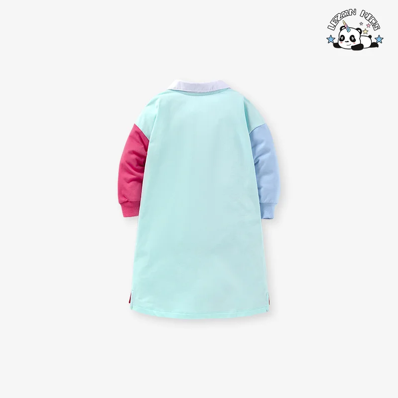 Custom 100% cotton shirt dress color block Polo shirt Girls' dresses for daily wear - Product Image