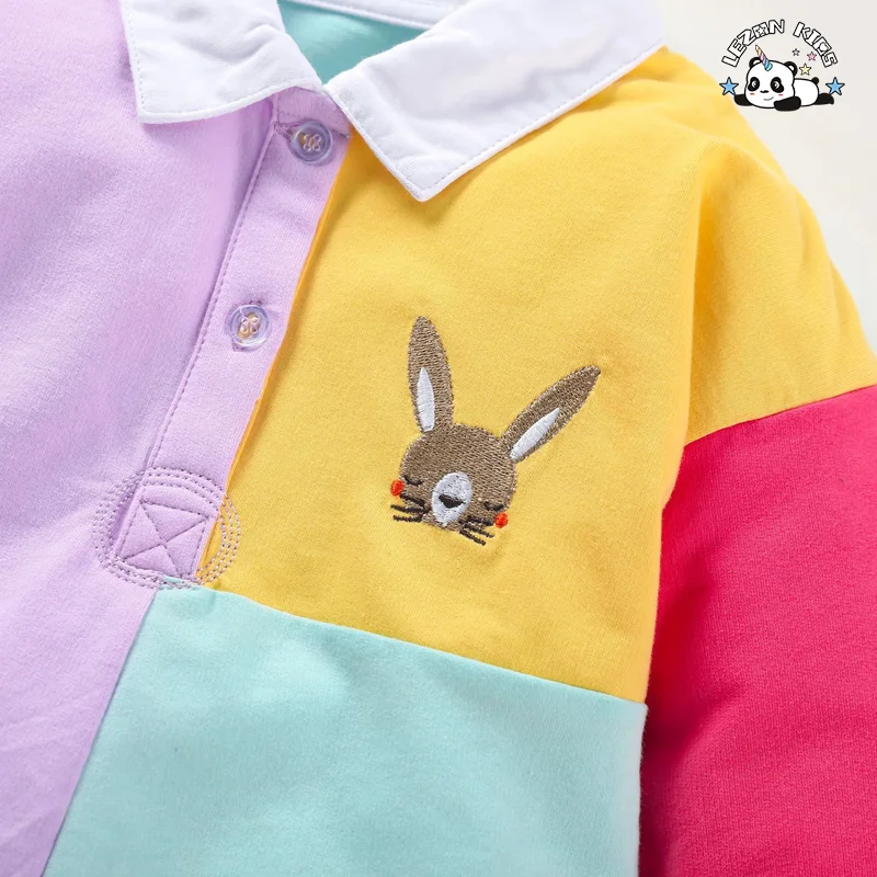Custom 100% cotton shirt dress color block Polo shirt Girls' dresses for daily wear - Product Image
