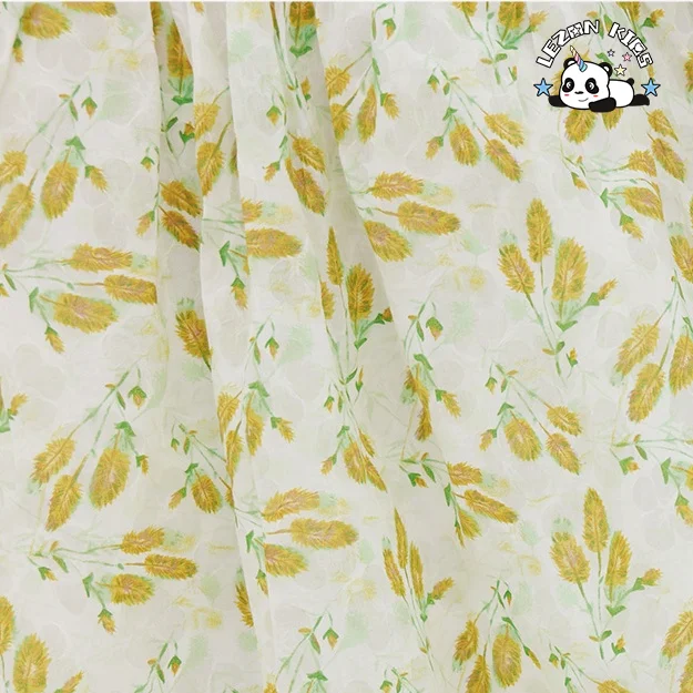 Custom Children's Dress Fresh Fragmented Girls Floral Printed Bubble Sleeve Cotton girls Dress for daily wear - Product Image