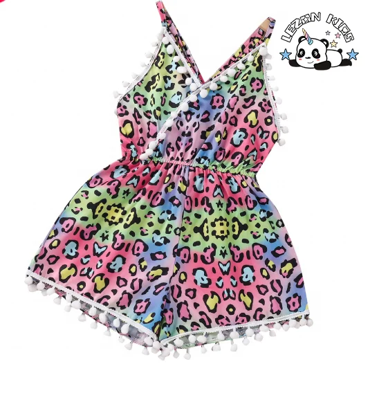Vestido Infantil Europeu Americano Personalizado para Meninas, Estampa de Leopardo, Vestido Sem Manga