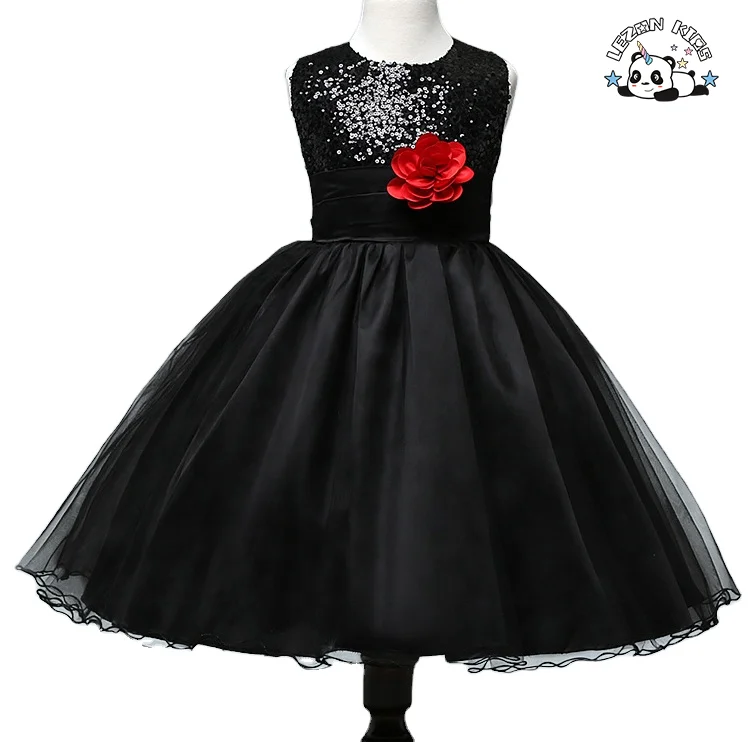 Custom Girl Christmas Clothing Sequin Flower Sleeveless Tulle Costume Evening Dress - Product Image