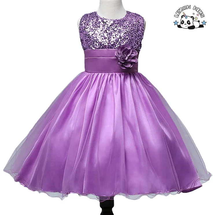 Custom Girl Christmas Clothing Sequin Flower Sleeveless Tulle Costume Evening Dress - Product Image