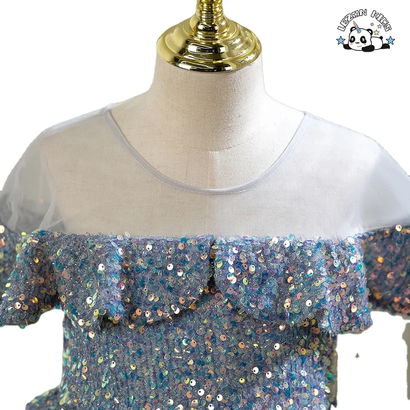 Custom High-end Girls Tweed Dress Temperament Formal Wear Sequined Kids Evening Dress - Product Image