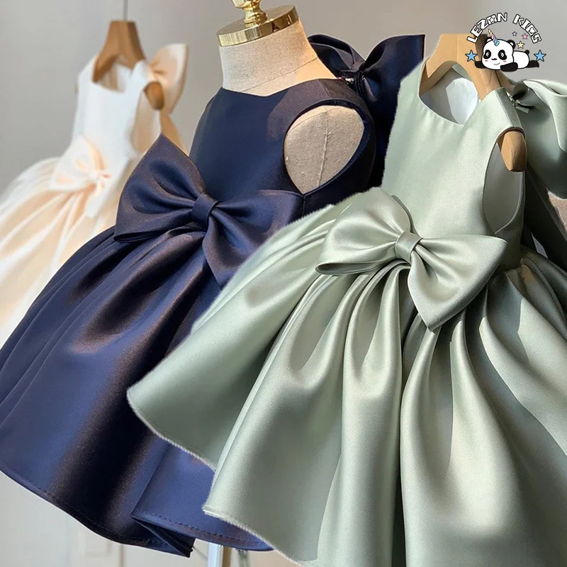 Custom Kids Clothing Children Pageant Wedding Birthday Party Dress Baby Dress Bow Princess Flower Girls' Dresses - Product Image