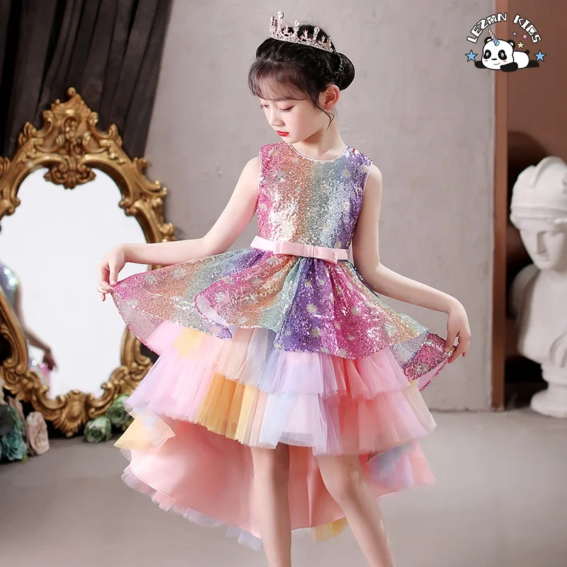 Custom Kids Clothing Fashionable Sequin Rainbow Dress Girls Dress Dress for Girls - Product Image