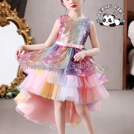 Custom Kids Clothing Fashionable Sequin Rainbow Dress Girls Dress Dress for Girls - Product Image