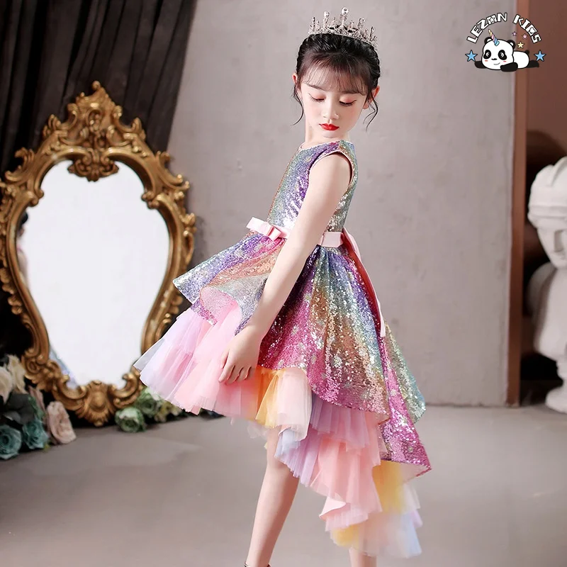 Custom Kids Clothing Fashionable Sequin Rainbow Dress Girls Dress Dress for Girls - Product Image